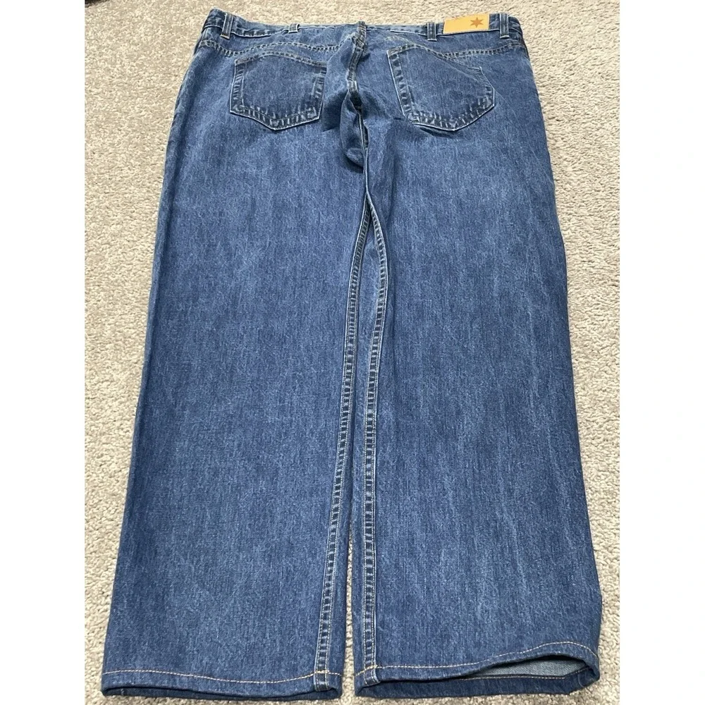 Dearborn Denim Men's Blue Stretch Straight Leg Jeans USA Made 38 x 34 Whiskering
